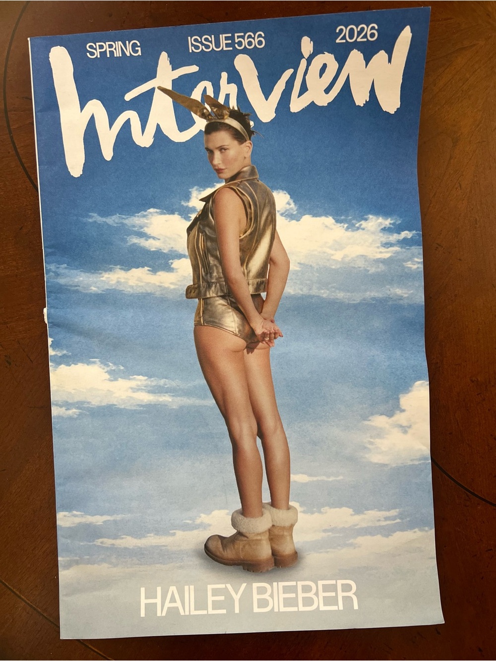 Magazine Spring 2026 Hailey Bieber Cover Art Coffee Table Book - Gold & Blue